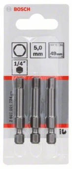 Насадка-бита 3 шт Extra Hart HEX 5, 49 mm 2607001734 (2.607.001.734)